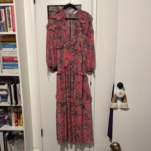 For Love & Lemons (S) Floral Pink Maxi Dress
